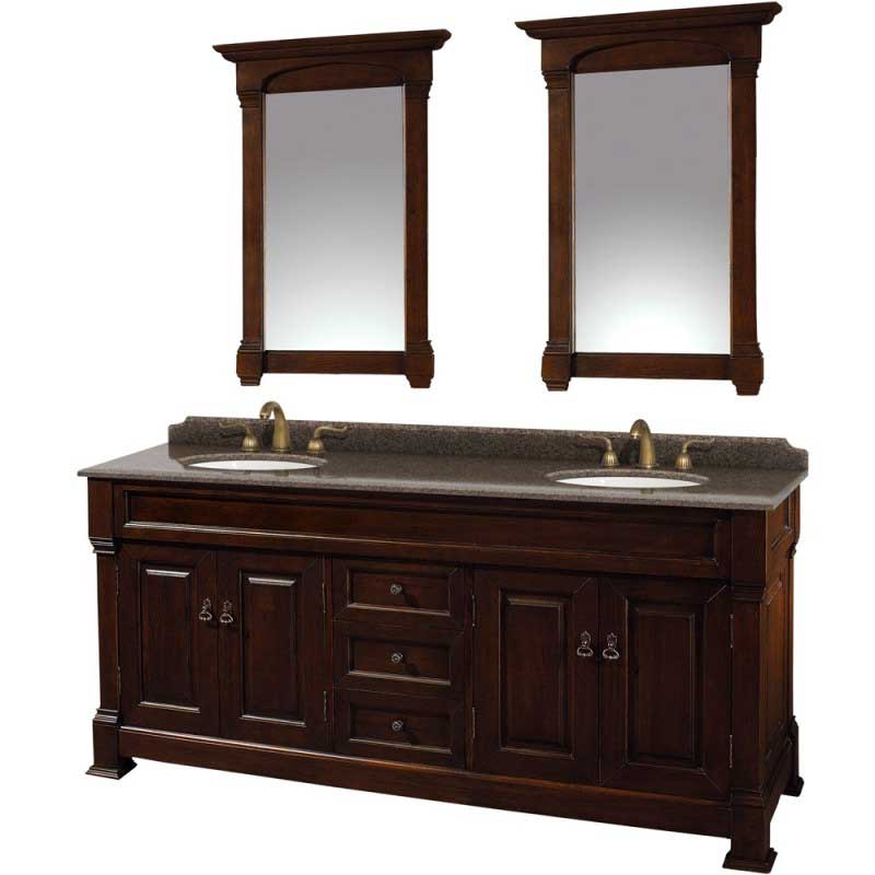 Wyndham Collection Andover 72" Traditional Bathroom Double Vanity Set - Dark Cherry WC-TD72-DKCH 4