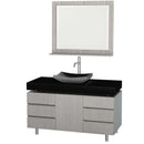 Wyndham Collection Malibu 48" Bathroom Vanity Set - Gray Oak Finish with Black Absolute Granite Counter and Black Granite Sink WC-CG3000-48-GROAK-BLK-GR