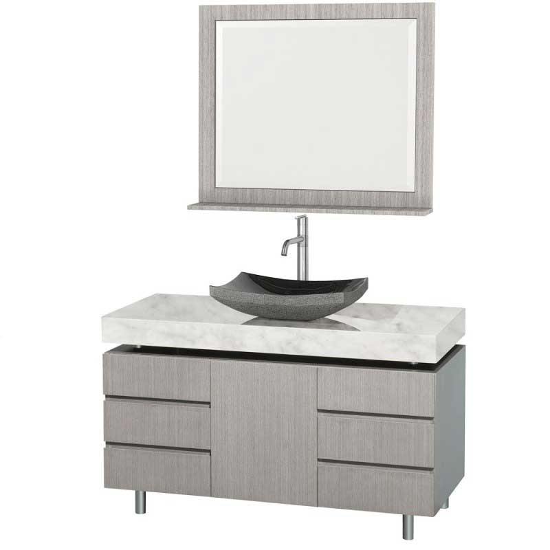 Wyndham Collection Malibu 48" Bathroom Vanity Set - Gray Oak Finish with White Carrera Marble Counter WC-CG3000-48-GROAK-WHTCAR 2