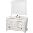 Andover 55" Single Bathroom Vanity in White, Carrara Marble Countertop, Undermount Oval Sink and 50" Mirror