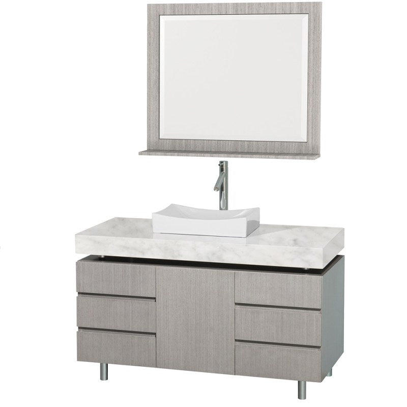 Wyndham Collection Malibu 48" Bathroom Vanity Set - Gray Oak Finish with White Carrera Marble Counter WC-CG3000-48-GROAK-WHTCAR 3