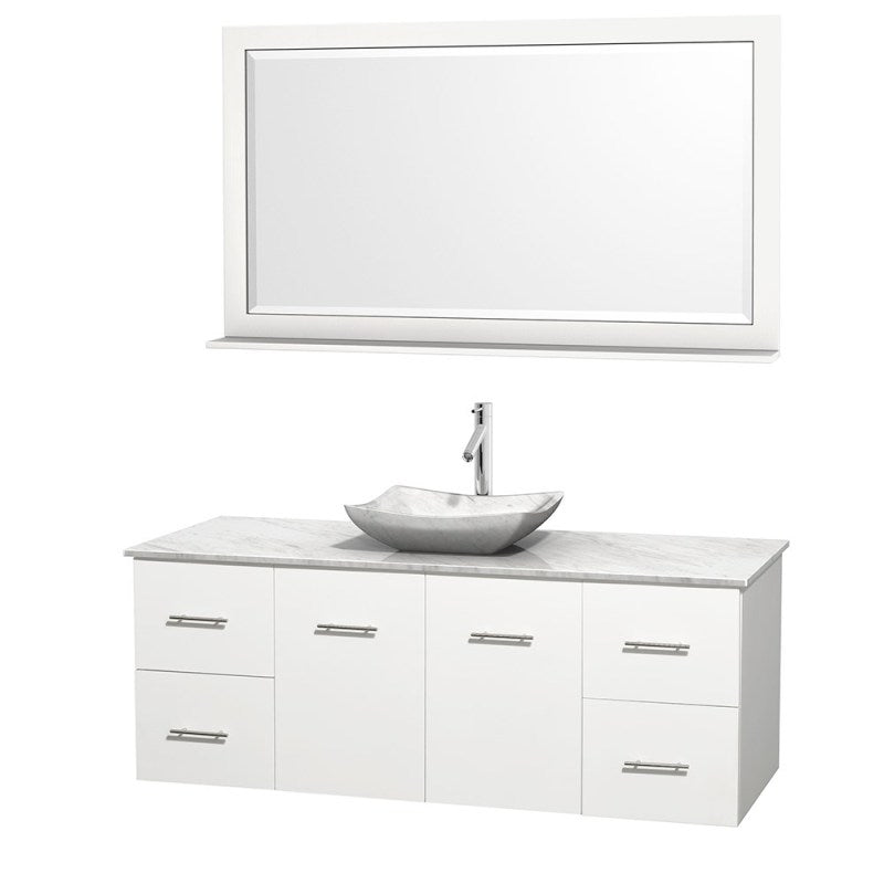 Wyndham Collection Centra 60" Single Bathroom Vanity Set for Vessel Sink - Matte White WC-WHE009-60-SGL-VAN-WHT 6