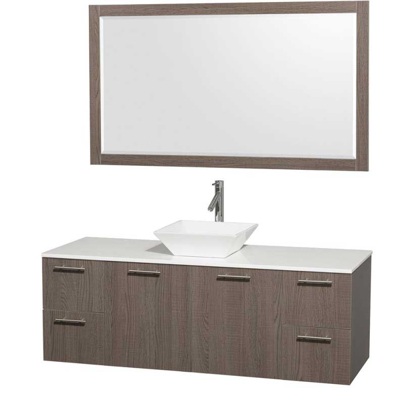 Wyndham Collection Amare 60" Wall-Mounted Single Bathroom Vanity Set with Vessel Sink - Gray Oak WC-R4100-60-GROAK-SGL 3