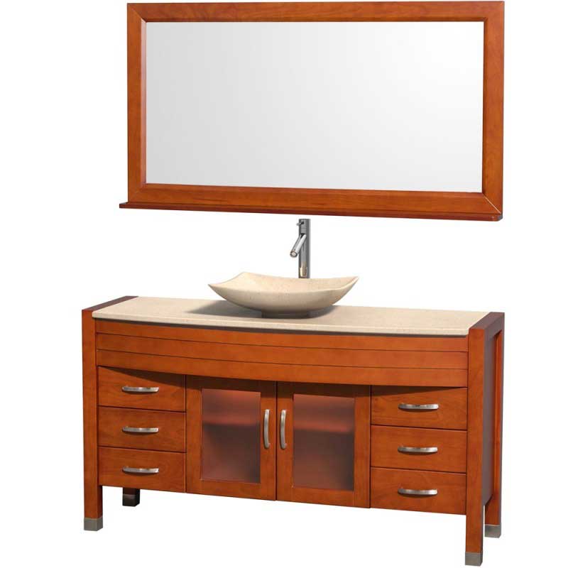 Wyndham Collection Daytona 60" Bathroom Vanity with Vessel Sink and Mirror - Cherry WC-A-W2109-60-T-CH 5