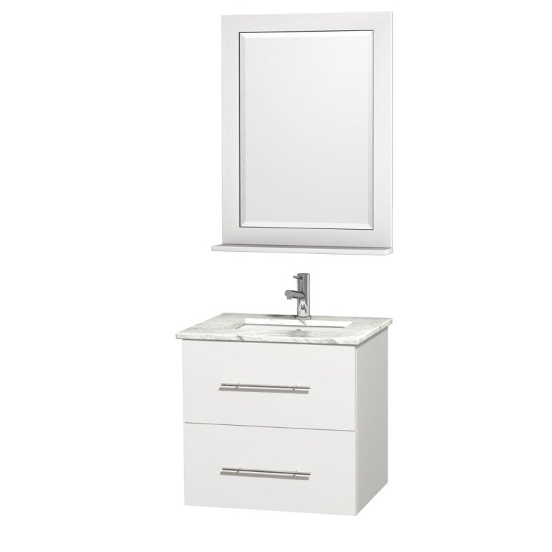 Wyndham Collection Centra 24" Single Bathroom Vanity for Undermount Sinks - Matte White WC-WHE009-24-SGL-VAN-WHT-