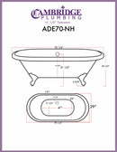 Cambridge Plumbing Acrylic Double Ended Clawfoot Bathtub 70" X 30" with No Faucet Drillings and Oil Rubbed Bronze Feet 2