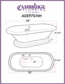 Cambridge Plumbing Acrylic Double Ended Pedestal Bathtub 70" X 30" with No Faucet Drillings 2