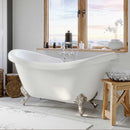 Cambridge Plumbing Acrylic Double Ended Clawfoot Bathtub 68" X 28" with no Faucet Drillings and Complete Brushed Nickel Plumbing Package