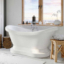 Cambridge Plumbing Acrylic Double ended Slipper Tub with a Pedestal, W/ holes 6" deck risers, Classic Telephone style faucet, and Complete Chrome Plumbing package.