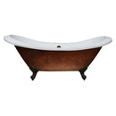 Cambridge Plumbing Copper Bronze Extra Large Acrylic Double Slipper Clawfoot Tub, Brushed Nickel Feet and Deck Mount Faucet Holes