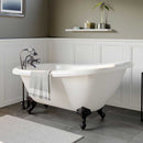 Cambridge Plumbing Acrylic Slipper Bathtub 61" X 28" with 7" Deck Mount Faucet Drillings and Complete Brushed Nickel Plumbing Package