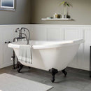 Cambridge Plumbing Acrylic Slipper Bathtub 67" X 28" with no Faucet Drillings and Complete Oil Rubbed Bronze Plumbing Package