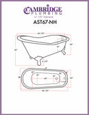 Cambridge Plumbing Acrylic Slipper Bathtub 67" X 28" with no Faucet Drillings and Complete Polished Chrome Plumbing Package 2