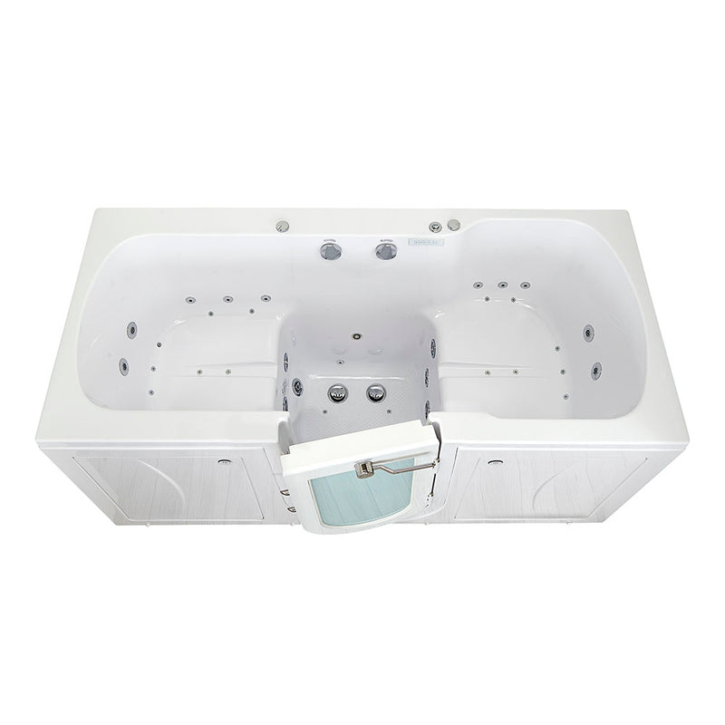 Ella Big4Two 36"x80" Hydro + Air Massage w/ Independent Foot Massage Acrylic Two Seat Walk-In-Bathtub, Right Outswing Door, Heated Seats, No Faucet, 2" Dual Drain