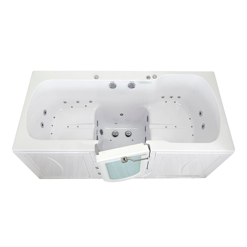 Ella Big4Two 36"x80" Hydro + Air Massage w/ Independent Foot Massage Acrylic Two Seat Walk-In-Bathtub, Right Outswing Door, No Faucet, 2" Dual Drain