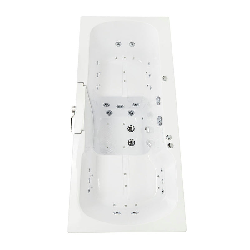 Ella Big4Two 36"x80" Hydro + Air Massage w/ Independent Foot Massage Acrylic Two Seat Walk-In-Bathtub, Right Outswing Door, No Faucet, 2" Dual Drain 6