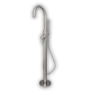 Cambridge Plumbing Modern Freestanding Tub Filler Faucet with Shower Wand-Brushed Nickel