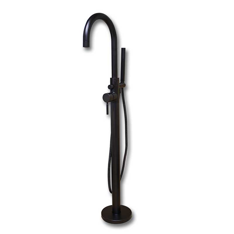 Cambridge Plumbing Modern Freestanding Tub Filler Faucet with Shower Wand-Oil Rubbed Bronze