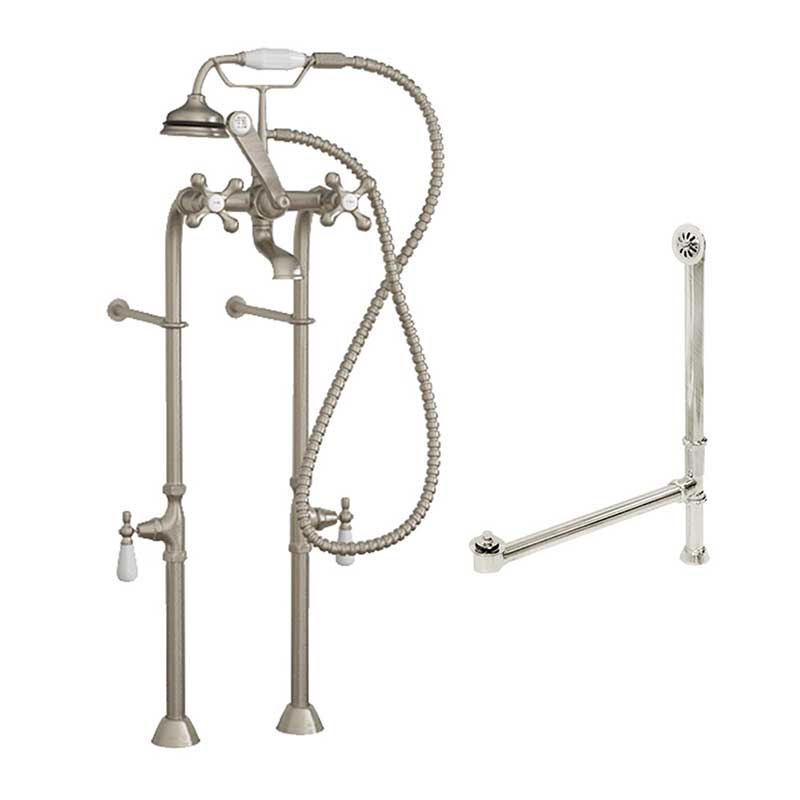 Cambridge Plumbing Complete Free Standing Plumbing Package for Clawfoot Tub Includes Free Standing Supply Lines, Faucet and drain assembly. Brushed Nickel