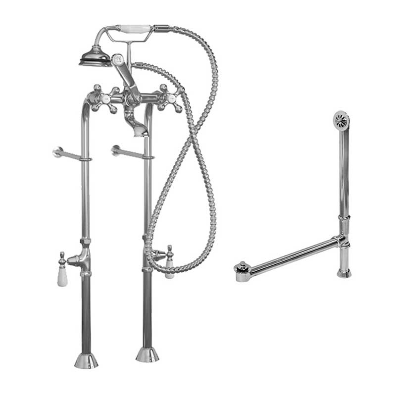 Cambridge Plumbing Complete Free Standing Plumbing Package for Clawfoot Tub Includes Free Standing Supply Lines, Faucet and drain assembly. Polished Chrome.