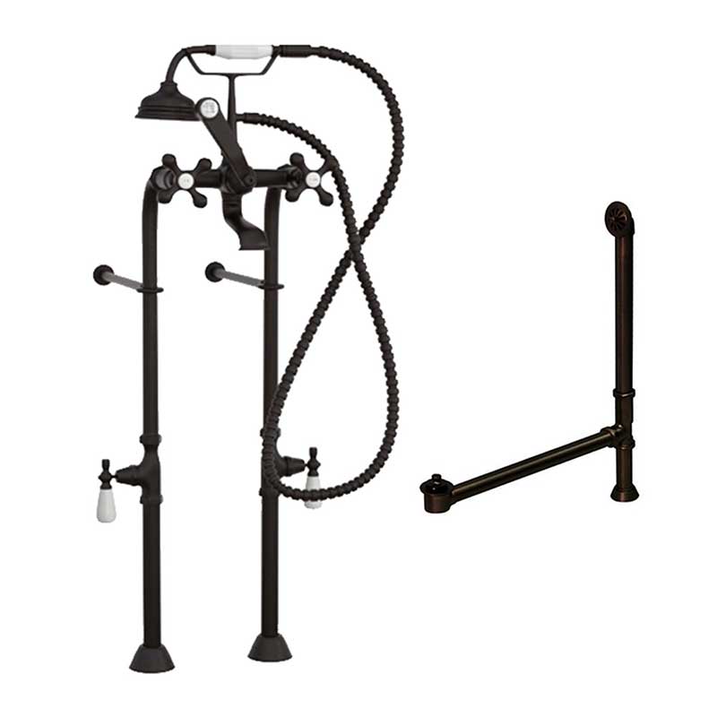 Cambridge Plumbing Complete Free Standing Plumbing Package for Clawfoot Tub Includes Free Standing Supply Lines, Faucet and drain assembly. Oil Rubbed Bronze.