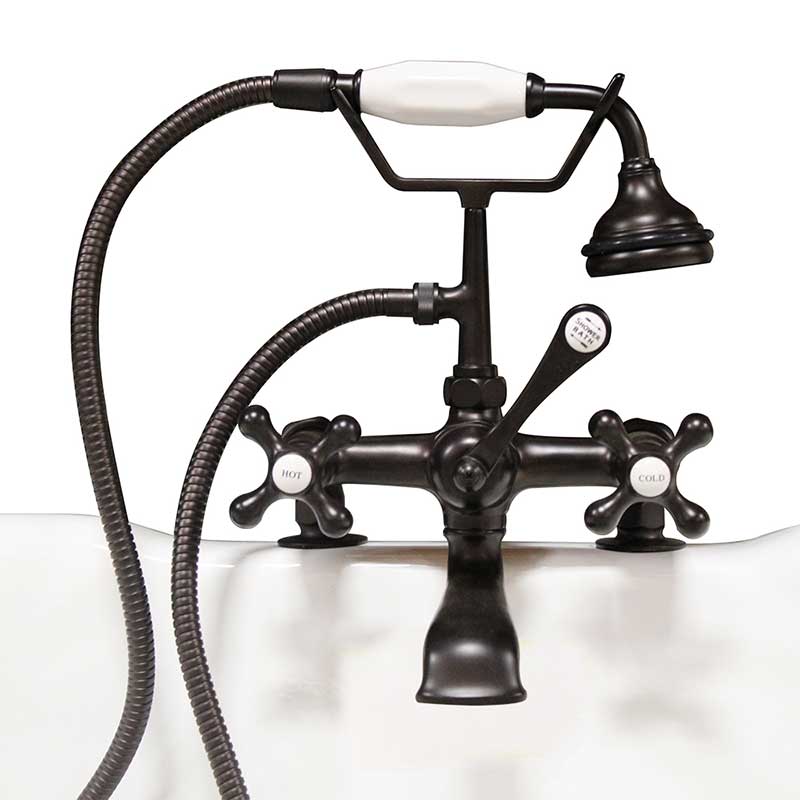 Cambridge Plumbing Clawfoot Tub Deck Mount Brass Faucet with Hand Held Shower-Oil Rubbed Bronze