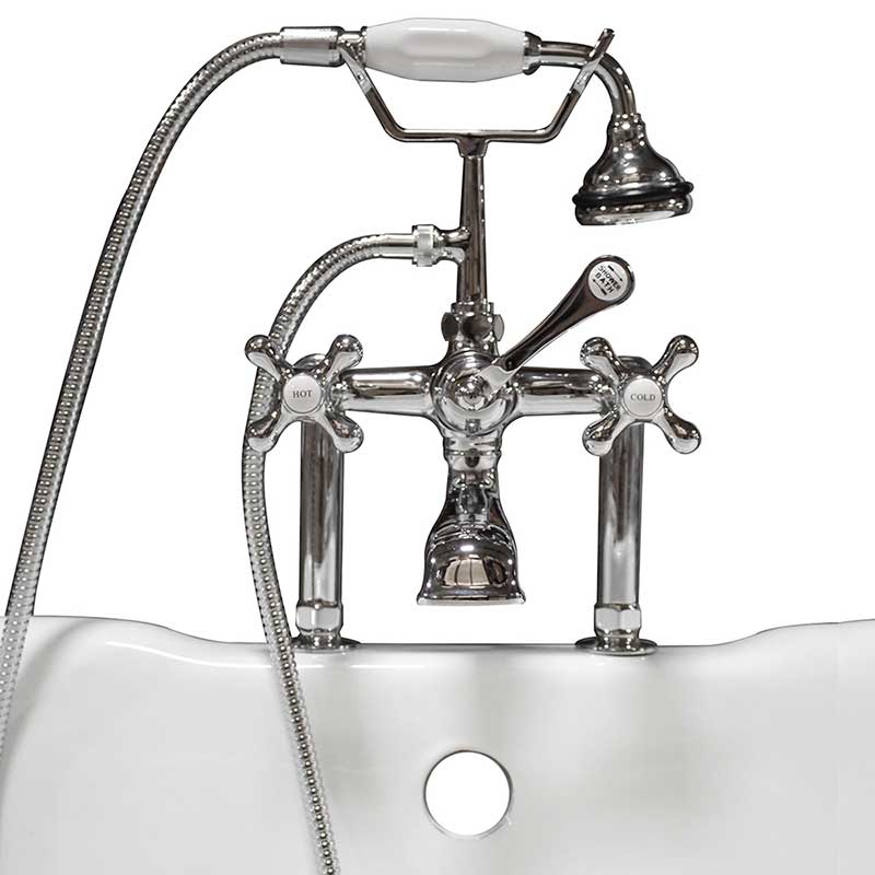 Cambridge Plumbing Clawfoot Tub 6" Deck Mount Brass Faucet with Hand Held Shower-Polished Chrome