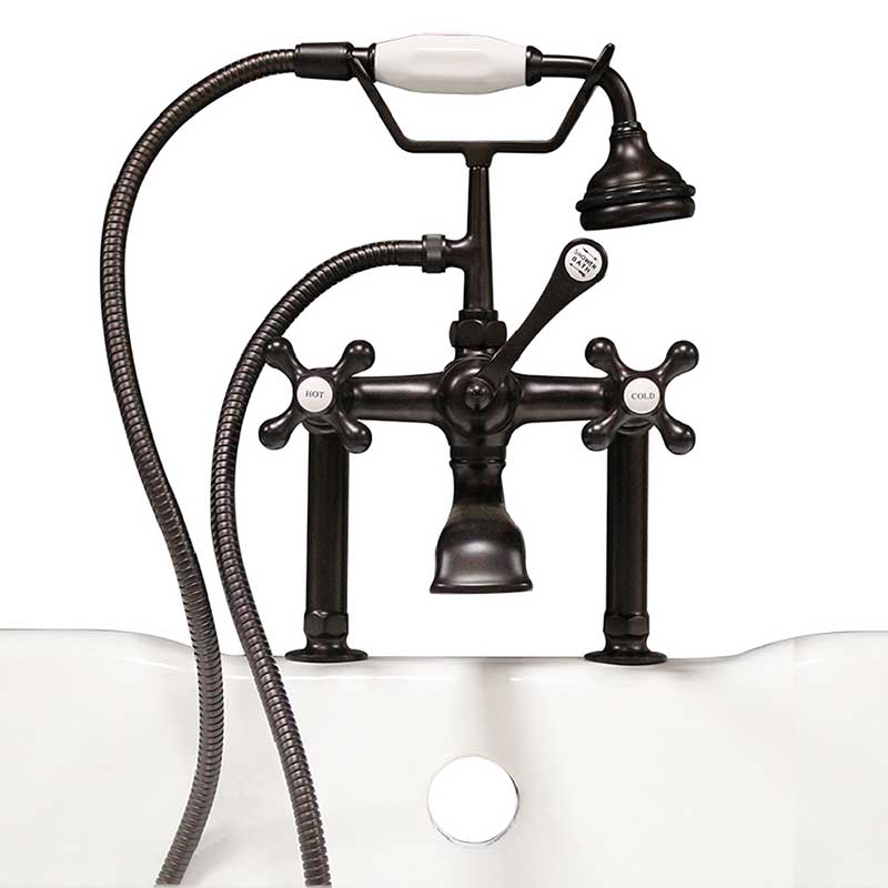 Cambridge Plumbing Clawfoot Tub 6" Deck Mount Brass Faucet with Hand Held Shower-Oil Rubbed Bronze