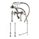 Cambridge Plumbing Complete Plumbing Package for Deck Mount Claw Foot Tub. Classic Telephone Style Faucet With 6 Inch Deck Risers, Supply Lines With Shut Off valves, Drain Assembly. Brushed Nickel.