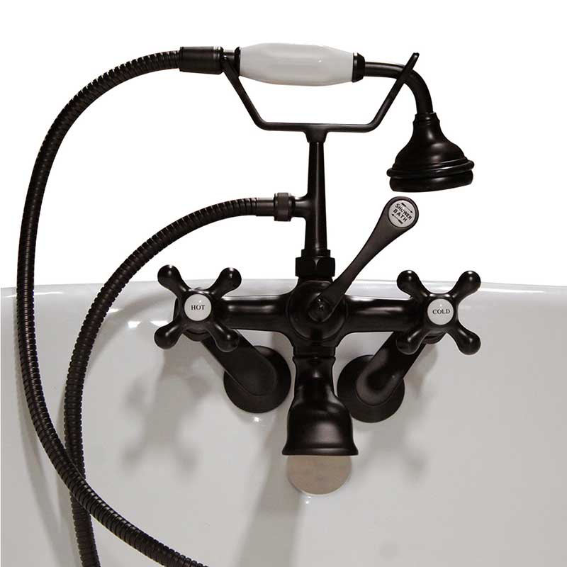 Cambridge Plumbing Clawfoot Tub Wall Mount British Telephone Faucet with Hand Held Shower-Oil Rubbed Bronze