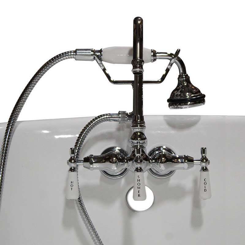 Cambridge Plumbing Clawfoot Tub Brass Wall Mount Faucet with Hand Held Shower-Polished Chrome