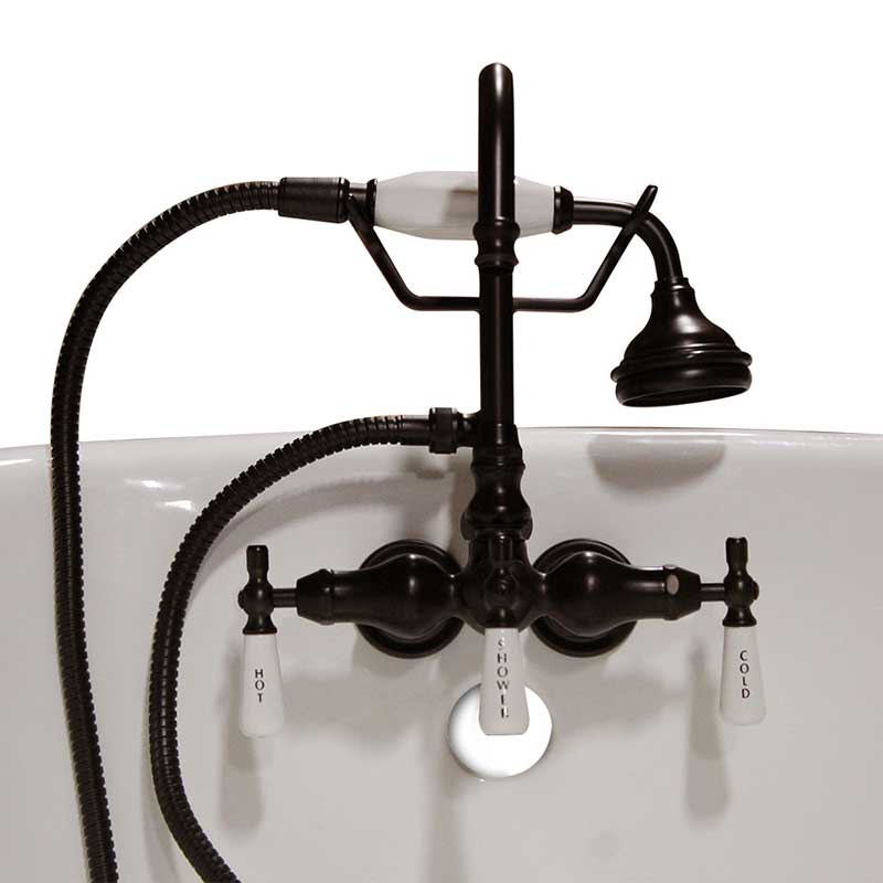 Cambridge Plumbing Clawfoot Tub Brass Wall Mount Faucet with Hand Held Shower-Oil Rubbed Bronze