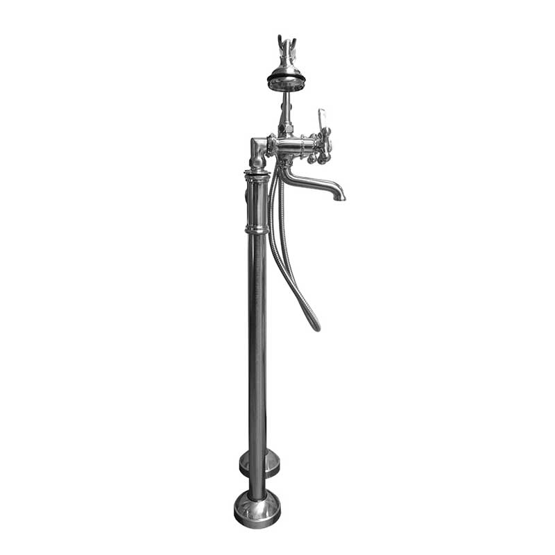 Cambridge Plumbing Freestanding H-Frame Supply Lines With Classic Telephone Faucet & Hand Held Shower Combo - Polished Chrome 2
