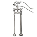 Cambridge Plumbing Freestanding H-Frame Supply Lines With Classic Telephone Faucet & Hand Held Shower Combo - Brushed Nickel