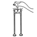 Cambridge Plumbing Freestanding H-Frame Supply Lines With Classic Telephone Faucet & Hand Held Shower Combo - Polished Chrome