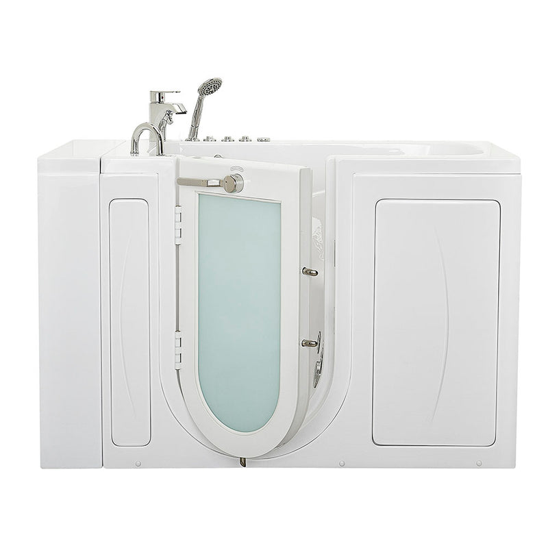 Ella Capri 30"x52" Acrylic Air and Hydro Massage Walk-In Bathtub with Left Outward Swing Door, 2 Piece Fast Fill Faucet, 2" Dual Drain 12