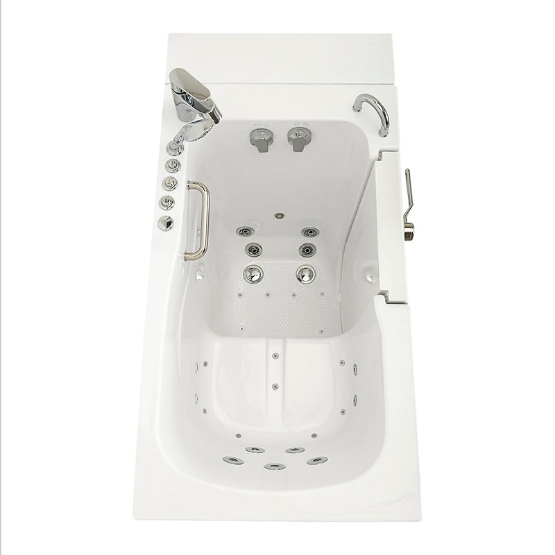 Ella Capri 30"x52" Acrylic Air and Hydro Massage Walk-In Bathtub with Right Outward Swing Door, 2 Piece Fast Fill Faucet, 2" Dual Drain 13