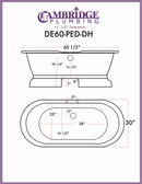 Cambridge Plumbing Cast Iron Double Ended Pedstal Tub 60" X 30" with 7" Deck Mount Faucet Drillings and British Telephone Style Faucet Complete Polished Chrome Plumbing Package With Six Inch Deck Mount Risers 2