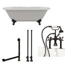 Cambridge Plumbing Cast Iron Double Ended Clawfoot Tub 60" X 30" with 7" Deck Mount Faucet Drillings and British Telephone Style Faucet Complete Brushed Nickel Plumbing Package With Six Inch Deck Mount Risers
