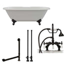 Cambridge Plumbing Cast Iron Double Ended Clawfoot Tub 60" X 30" with 7" Deck Mount Faucet Drillings and English Telephone Style Faucet Complete Oil Rubbed Bronze Plumbing Package