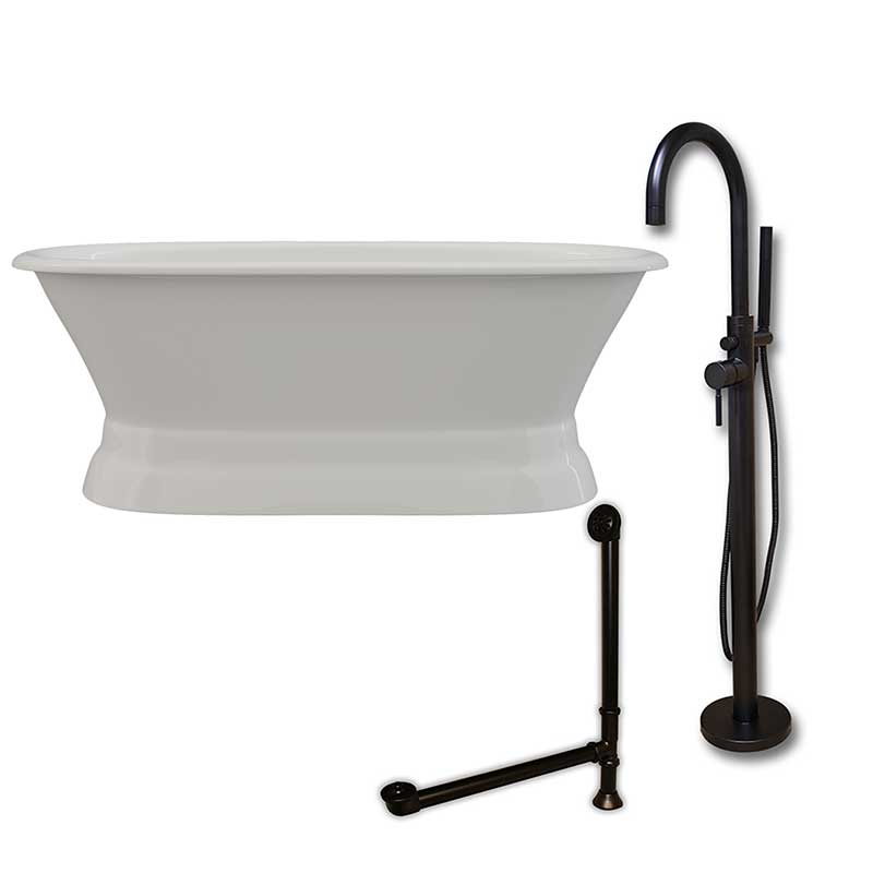 Cambridge Plumbing 6 Inch Cast Iron Dual Ended Pedestal Bathtub with no Faucet drillings & Complete plumbing package in Oil Rubbed Bronze