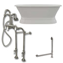 Cambridge Plumbing 66 Inch Cast Iron Dual Ended Pedestal Bathtub with No Faucet drillings and Complete plumbing packge in Brushed Nickel