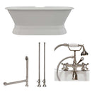 Cambridge Plumbing 66 Inch Cast Iron Dual Ended Pedestal Bathtub with Deckmount faucet drillings Complete plumbing package in Brushed Nickel