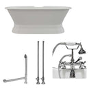 Cambridge Plumbing 66 Inch Cast Iron Dual Ended Pedestal Bathtub with Deckmount faucet drillings Complete plumbing package in Polished Chrome