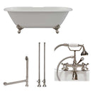 Cambridge Plumbing Cast Iron Double Ended Clawfoot Tub 67" X 30" 7" Deck Mount Faucet Drillings and Complete Brushed Nickel Plumbing Package