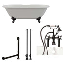Cambridge Plumbing Cast Iron Double Ended Clawfoot Tub 67" X 30" with 7" Deck Mount Faucet Drillings and Complete Brushed Nickel Plumbing Package With Six Inch Deck Mount Risers