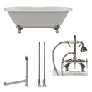 Cambridge Plumbing Cast Iron Double Ended Clawfoot Tub 67" X 30" with 7" Deck Mount Faucet Drillings and English Telephone Style Faucet Complete Brushed Nickel Plumbing Package