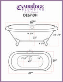 Cambridge Plumbing Cast Iron Double Ended Clawfoot Tub 67" X 30" with 7" Deck Mount Faucet Drillings and English Telephone Style Faucet Complete Brushed Nickel Plumbing Package 2