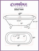 Cambridge Plumbing Cast Iron Double Ended Clawfoot Tub 67" X 30" with No Faucet Drillings and Brushed Nickel Feet 2