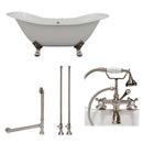 Cambridge Plumbing Cast Iron Double Ended Slipper Tub 71" X 30" with 7" Deck Mount Faucet Drillings and Complete Brushed Nickel Plumbing Package